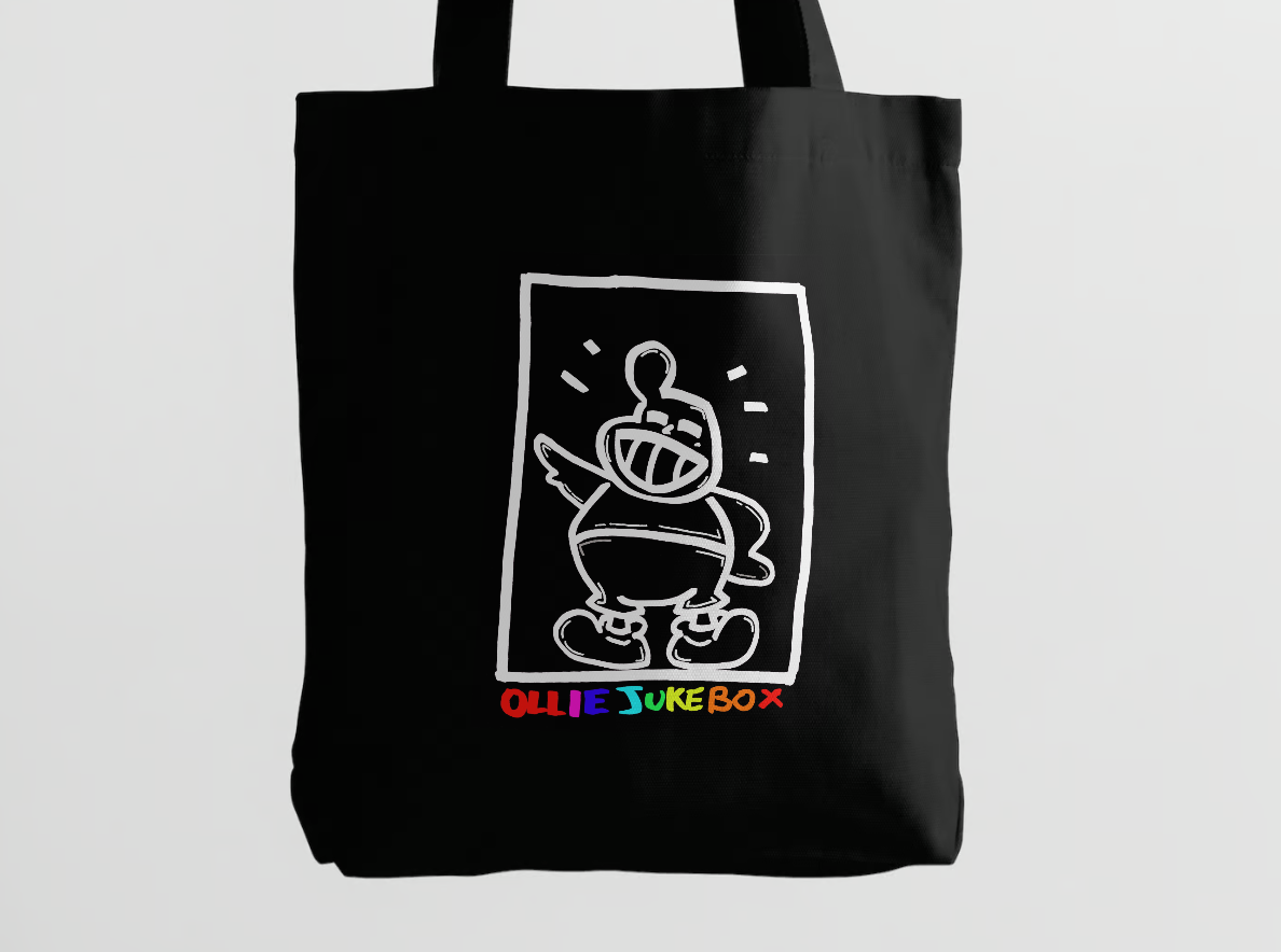 ollie jukebox tote bag [black] – Ollie's Corner Store